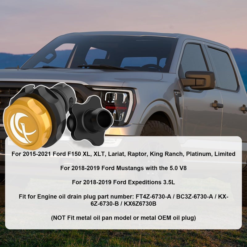 Holdly 2015+ Ford F150 Raptor/Mustang/Bronco V6 Replacement Oil Drain Plug with Guide Pipe for Efficient Oil Changes, Replace OEM Yellow Plastic Engine Plug BC3Z-6730-A/FT4Z-6730-A/KX6Z-6730-B (HLY26A3) - Image 5